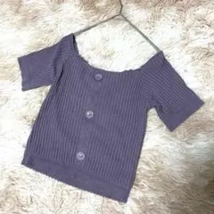 【グレイル】GRL2Wayフロントボタンメロウニットトップス◆リブトップス◆ L