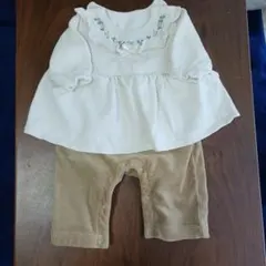 長袖裏起毛ロンパース　白 70cm
