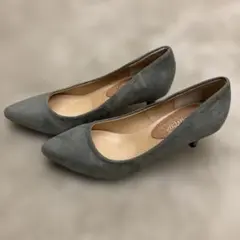 グレー スエード ？ポインテッドトゥパンプス