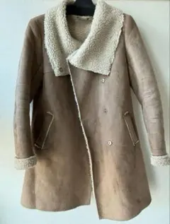 ブラウン ムートンコート ボア付き coen