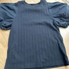 【140】GU ジーユー リブパフスリーブ Tシャツ カットソー ブラック 黒のサムネイル