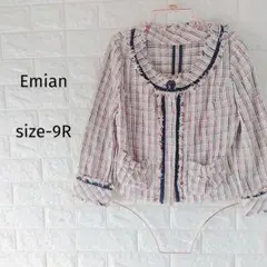 美品】エミアン ツイードジャケット リボン 入学式 卒業式 9号 M 紺 赤