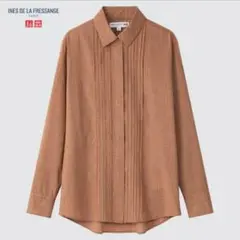 【美品】ユニクロ イネス コットン チェックピンタックシャツ M