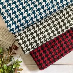 ■0.5m■延長可能■ 千鳥格子　裏起毛　ブルー系