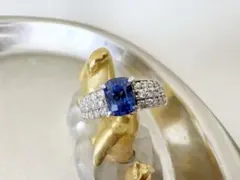 K18WG ブルーサファイア ダイヤモンド リング
