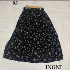 美品　INGNI ロングスカート　花柄　ブラック　ウエストゴムのサムネイル
