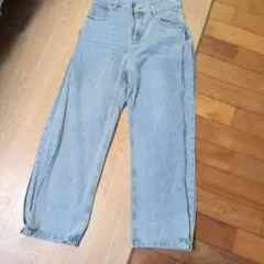 新品　ライトブルー ワイドレッグ デニム　パンツ　40サイズ