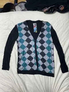 アーガイル柄 カーディガン L