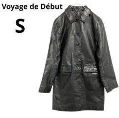 レザーコート　本革　黒　ブラック　S ヴィンテージ　イギリス製　英国製　牛革