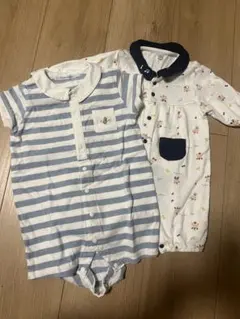 familierロンパースとクマ柄ロンパース２枚セット