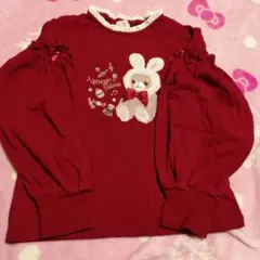 メゾピアノ　ウサギ刺繍長袖カットソー140cm