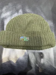 激レア LACOSTE オリーブグリーン ニット帽 フリーサイズ