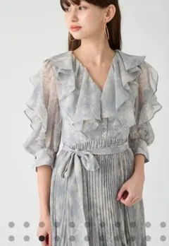 スナイデル フリルプリーツプリントワンピース