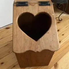 木製ハートくり抜きダストボックス　カントリー調家具