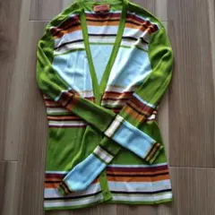 MISSONI カーディガン サイズ46 グリーン/ストライプ