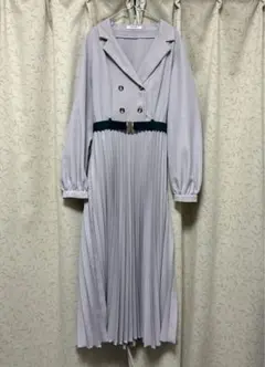 REDYAZEL レディアゼル　7分袖ダブルバイカラープリーツワンピ