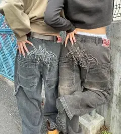 centimeter crown logo denim pants