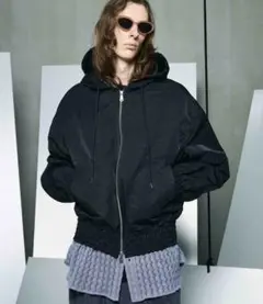 ナイロンシャーリングフーデッドブルゾン　MaisonSpecial サイズ1 黒