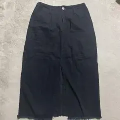 黒 デニムタイトスカート スリット入り