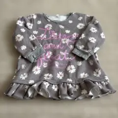 No.87 花柄グレー トレーナー 90cm