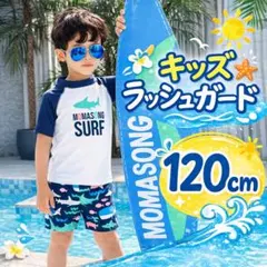 キッズ水着 120 男の子 サメ柄 ラッシュガード 半袖 セパレート 水遊び