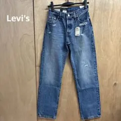 Levi's 501ストレートデニム ブルー ダメージ加工　r256