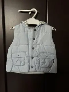 フード付き水色ベスト　リバーシブル