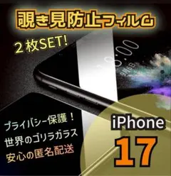 【２枚セット】最新★iPhone17対応 覗き見防止フィルム　硬度9H