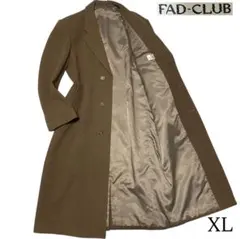 美品【FAD-CLUB】ウール90% マキシ丈比翼チェスターコート ブラウンXLのサムネイル