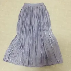 光沢　プリーツスカート 薄い紫　ライトパープル　ロングスカート　むらさきのサムネイル