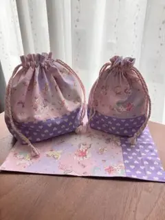 ユニコーン柄巾着袋セット