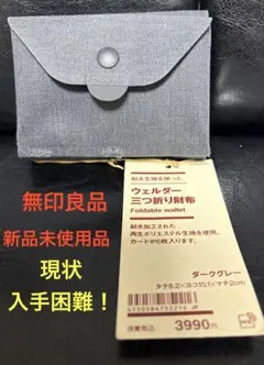 無印良品 ウェルダー三つ折り財布 ダークグレー　☆新品未使用☆のサムネイル