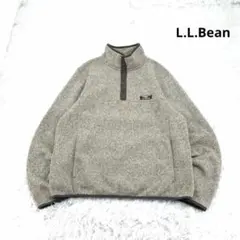 L.L.Bean スナップT フリース ハーフボタン ベージュグレー M