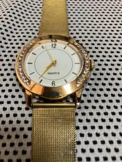 激安！QUARTZ ゴールドメッシュ腕時計