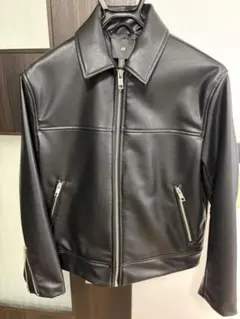 H&M ブラック シングルライダースジャケット