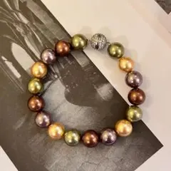 多色パールビーズブレスレット