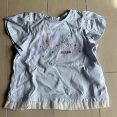 mezzo piano ユニコーン刺繍水色Tシャツ 100cm