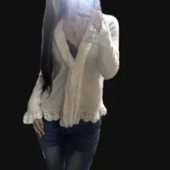 ホワイト　カーディガン　グランジ　y2k 森ガール