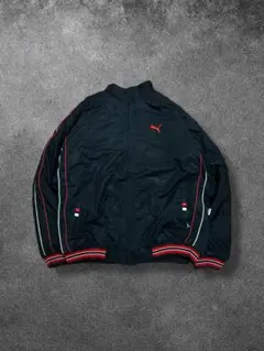 【PUMA】プーマブルゾンアウタージャケット刺繍 2XL黒赤テックy2kゆるだぼ