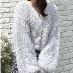 INGNI イング ラメフェザーヤーンニットカーディガン グレー M