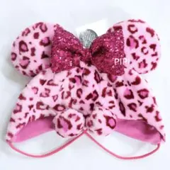 ディズニー　ファンキャップ　ミニー　ピンク　レオパード