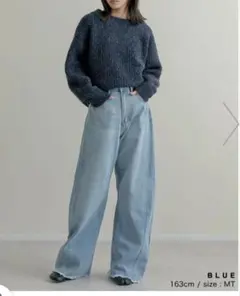 Re:EDIT 裾フリンジカーブデニムパンツ ブルー　MTのサムネイル