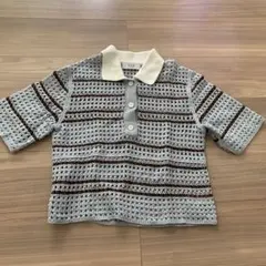 AER ADAM ET ROPE クロシェ編み ポロシャツのサムネイル