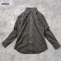 MOGA モガ フロントピンタック長袖シャツ ブラウス ブラウン 3/Lのサムネイル