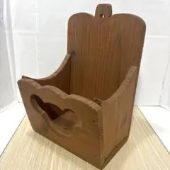American Country Style Wooden Letter Rack with Bear Cutout, Wall-Mounted Magazine Rack