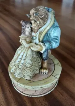 美女と野獣10周年 陶器製フィギュア /置物/小物入れ　5点セット ベルたちを美しく再現！東京ディズニーランド『美女と野獣』磁器の置物 -