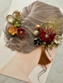 成人式　結婚式　七五三　つまみ細工　髪飾り　ヘッドドレス　ヘッドパーツ