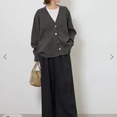コットンカシミヤミックスダブルニットVネックカーディガン
