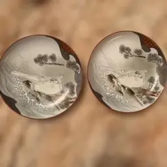 九谷　鳥を描いた皿　2枚