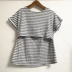M－Lサイズ ボーダー半袖Tシャツ マタニティ 授乳服